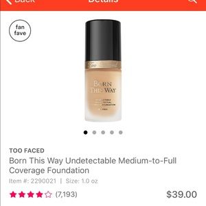 Too Faced Born This Way foundation (warm nude)